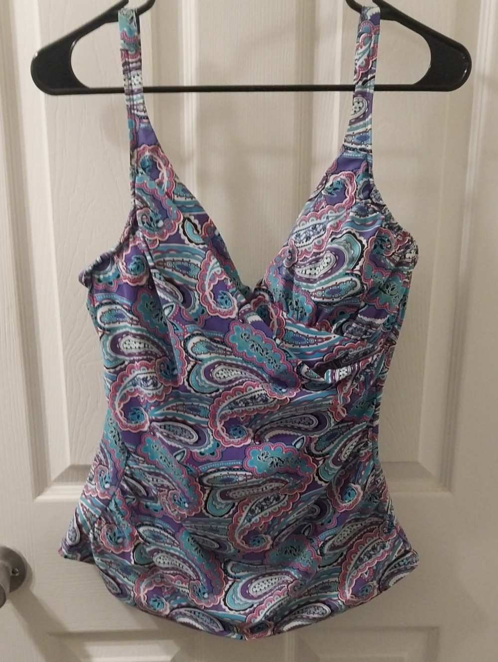 ASSETS by Sara Blakely Purple Paisley Surplice Camisole